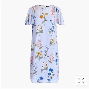 J.Crew Silk floral shift dress with flutter sleeve
